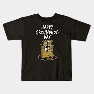 Happy Groundhog Day Cute Funny Doodle Kids T-Shirt